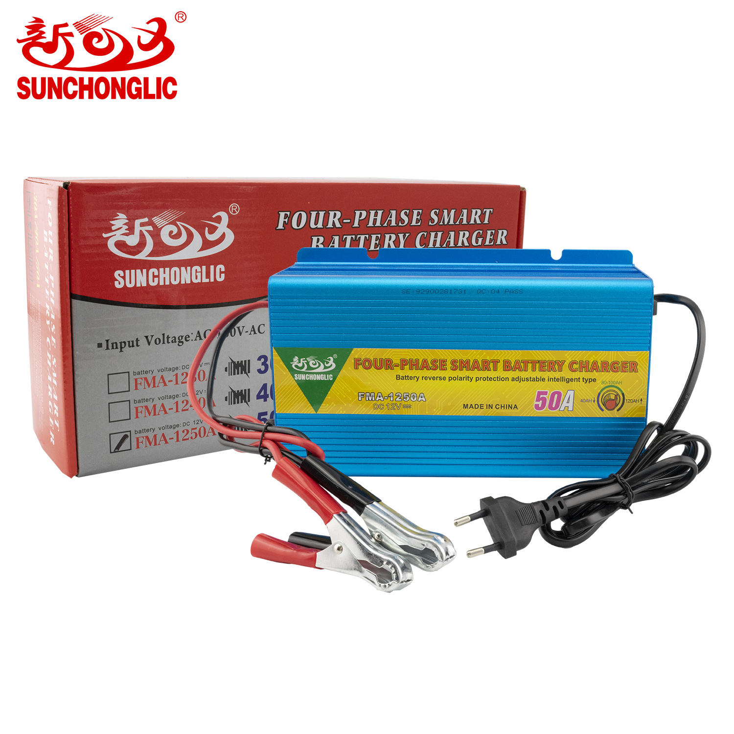 Sunchonglic 12v 50a four phase car lead acid battery charger 