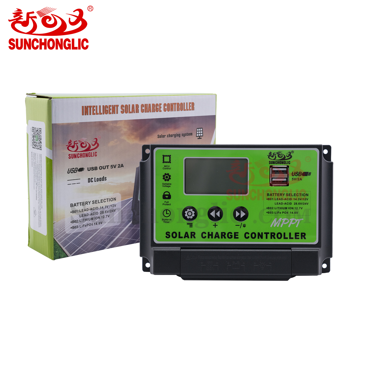 Sunchonglic 12V 24V 40A solar controller solar charger controller mppt solar charge controller