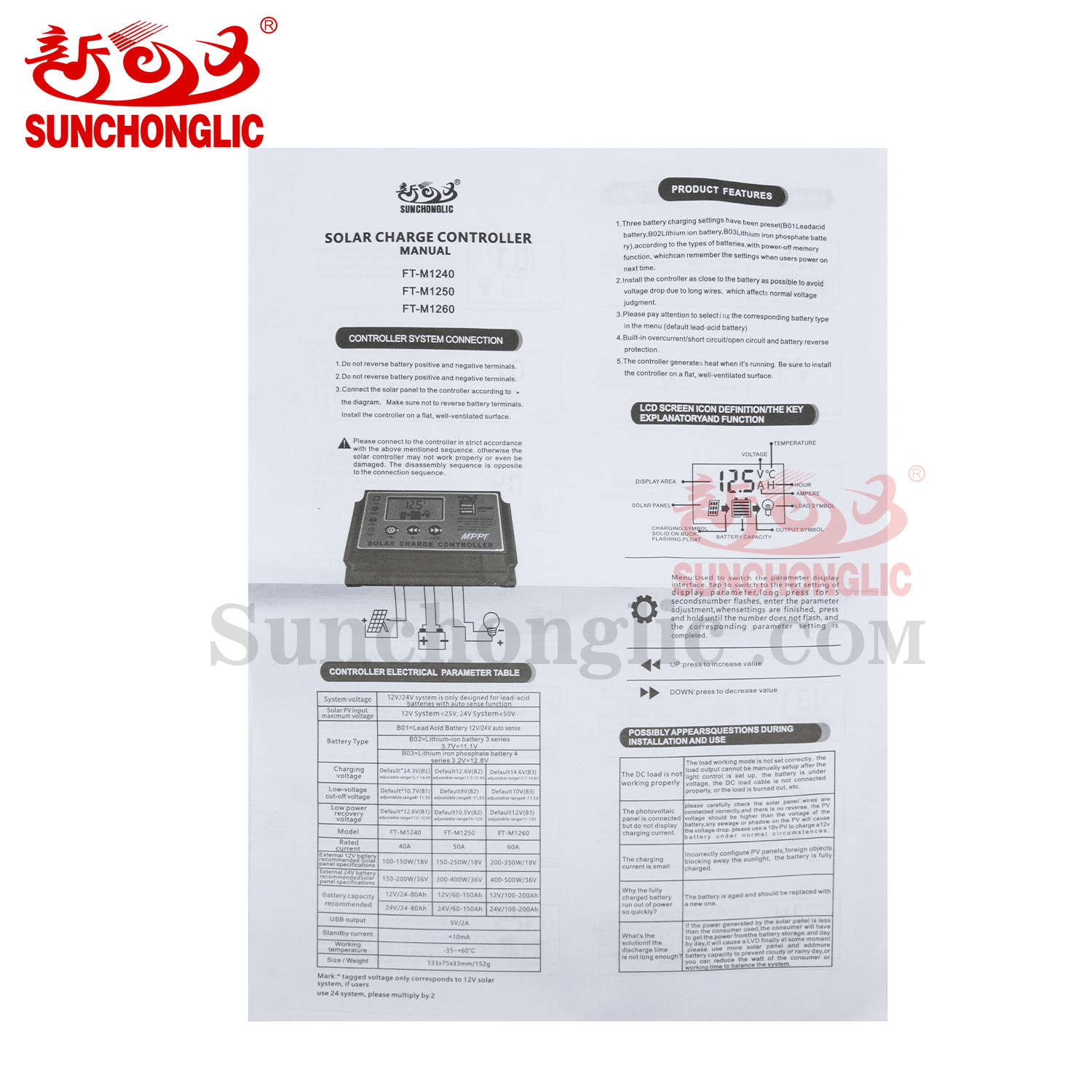 MPPT Solar Charge Controller - FT-M1240