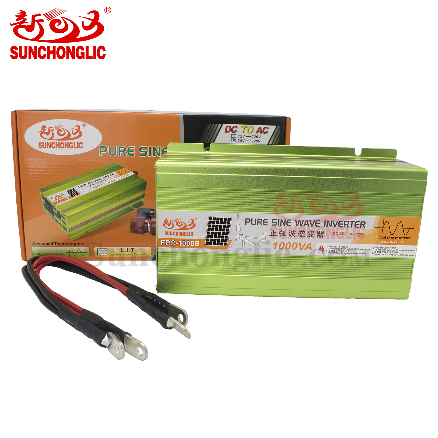 Sunchonglic 1000w 24v 220v 24 volt 1000 watt off grid pure sine wave inverter power inverter