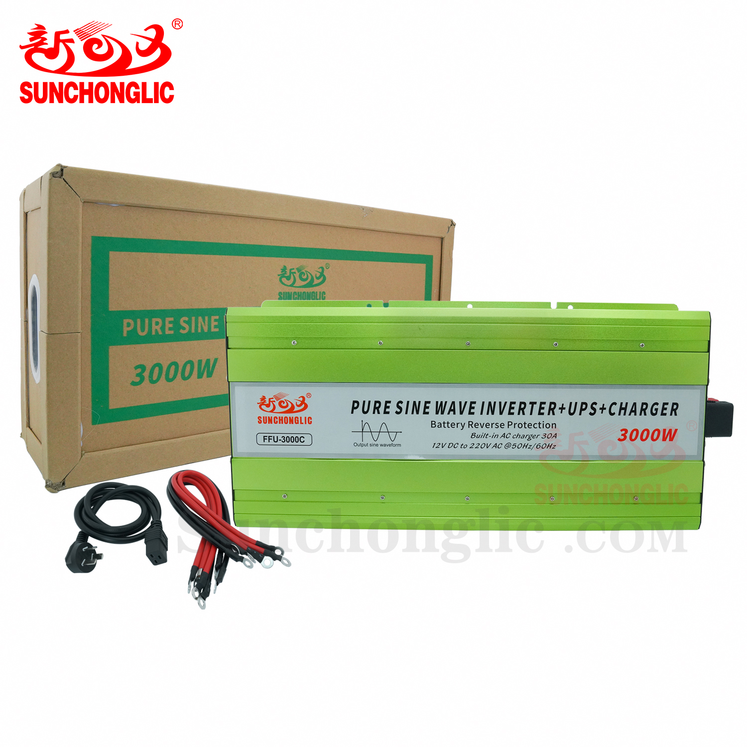 Sunchonglic 12V 3000W 3000 watt pure sine wave inverter ups power inverter with 30A AC charger