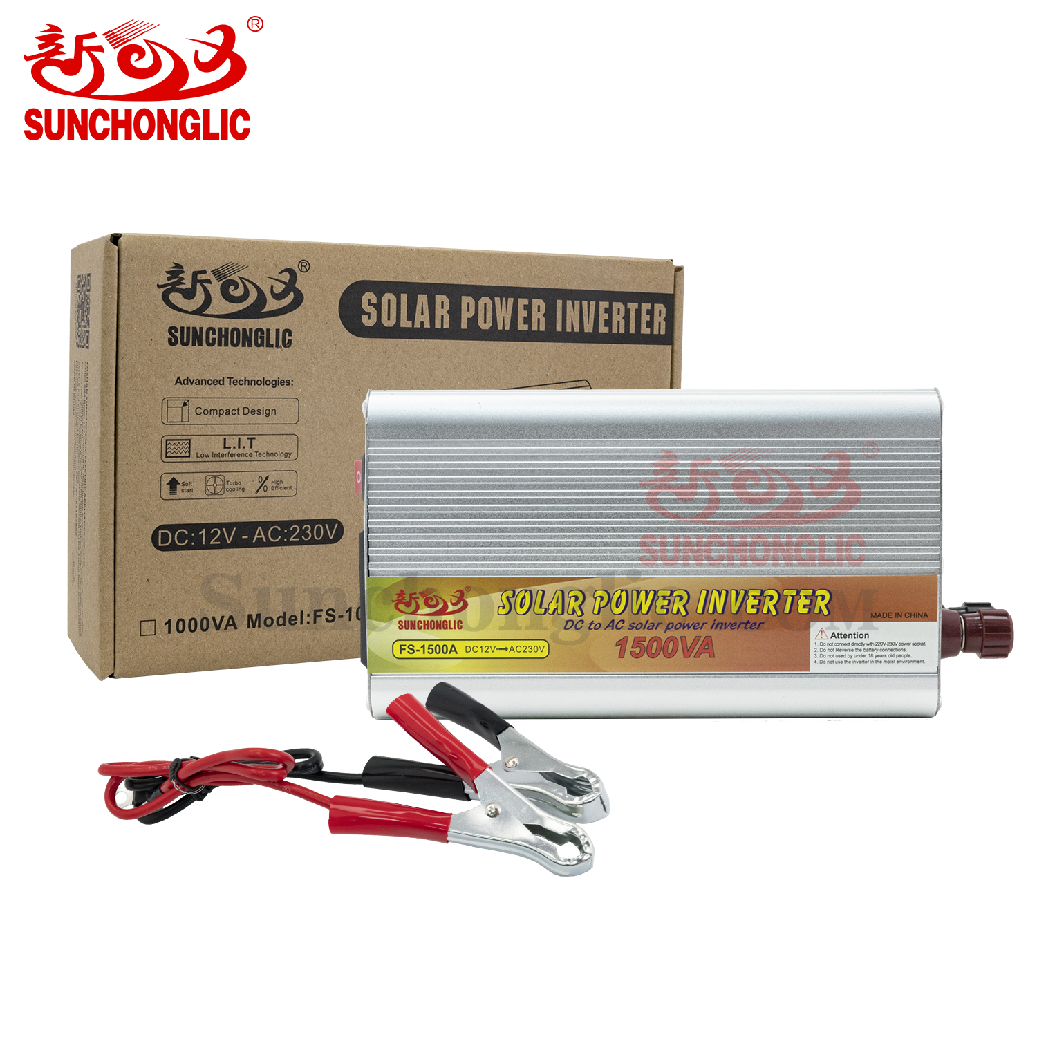 Sunchonglic factory wholesale price power inverter 12V dc to 220V ac 1500W 1500va modified sine wave inverter