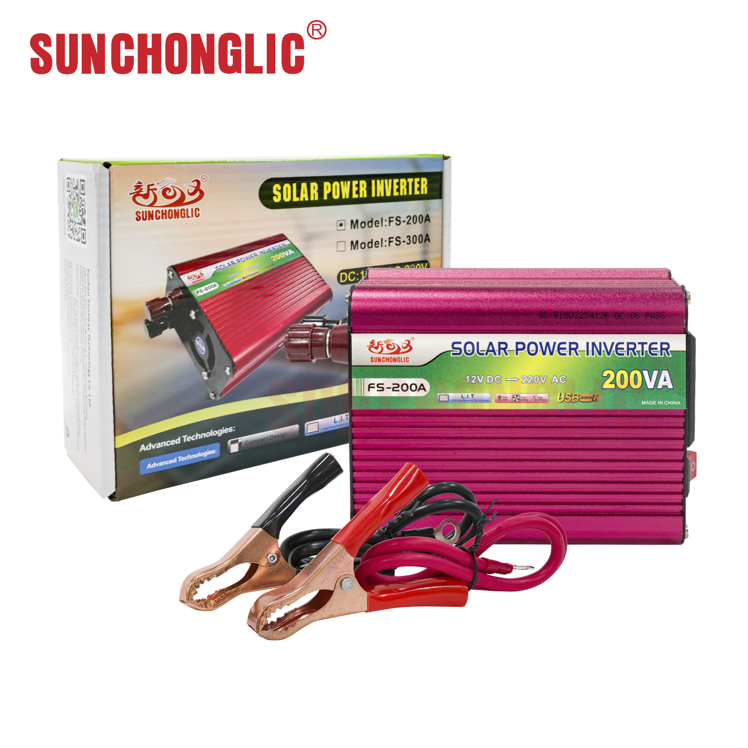 Sunchonglic invert modify wave 12v to 220v 200va 200w dc to ac inverter power solar