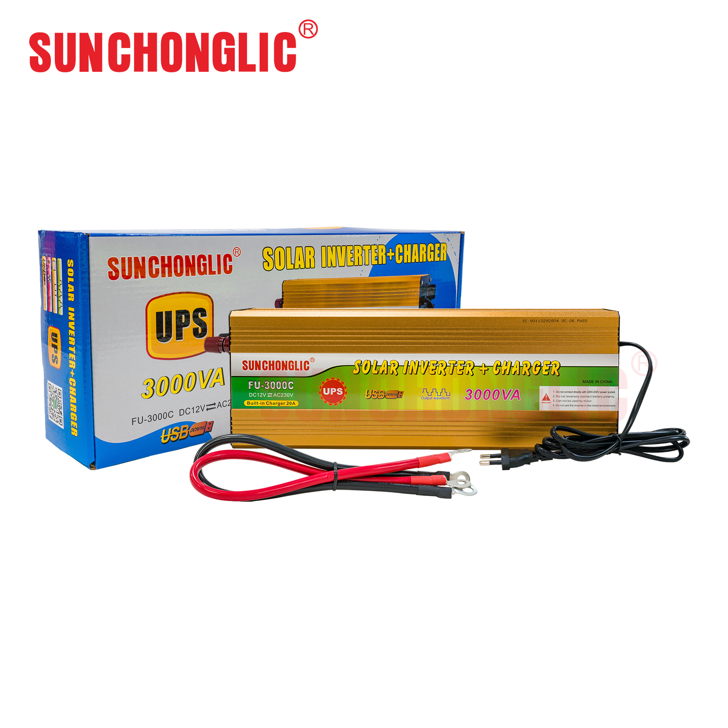 Sunchonglic 12v 220v 3000w 3000va modified sine wave solar ups inverter charger