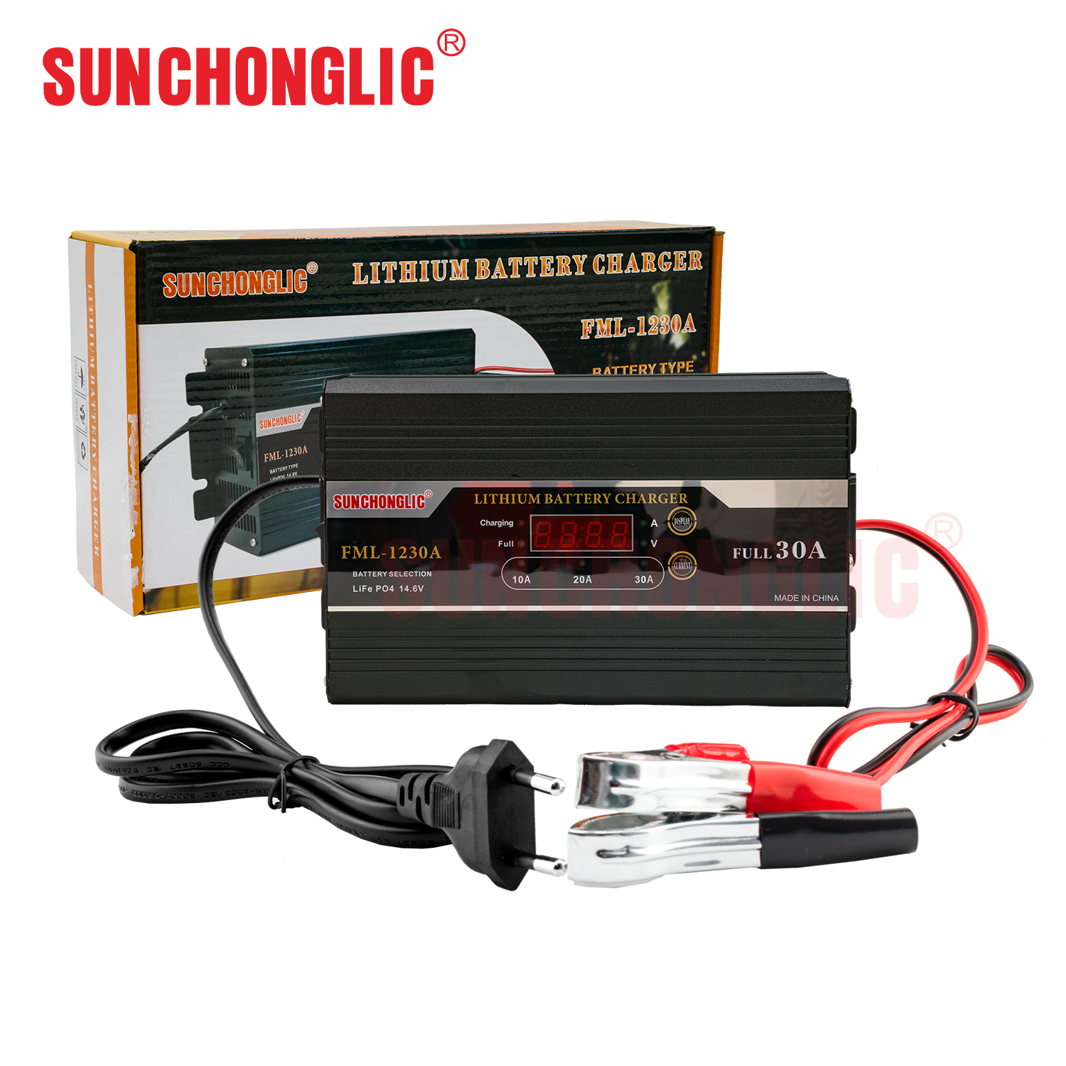 Sunchonglic 12V 30A smart digital display lithium battery charger