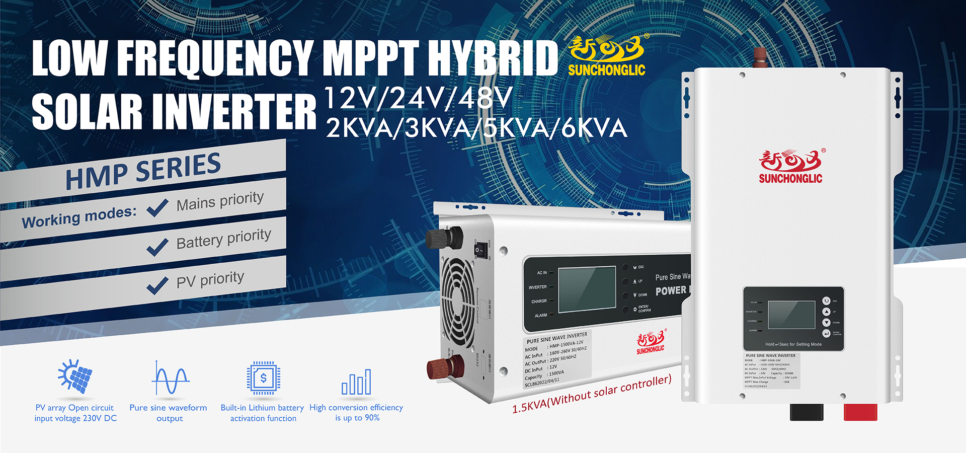 Low frequency hybrid inverter 1.5KW-6KW