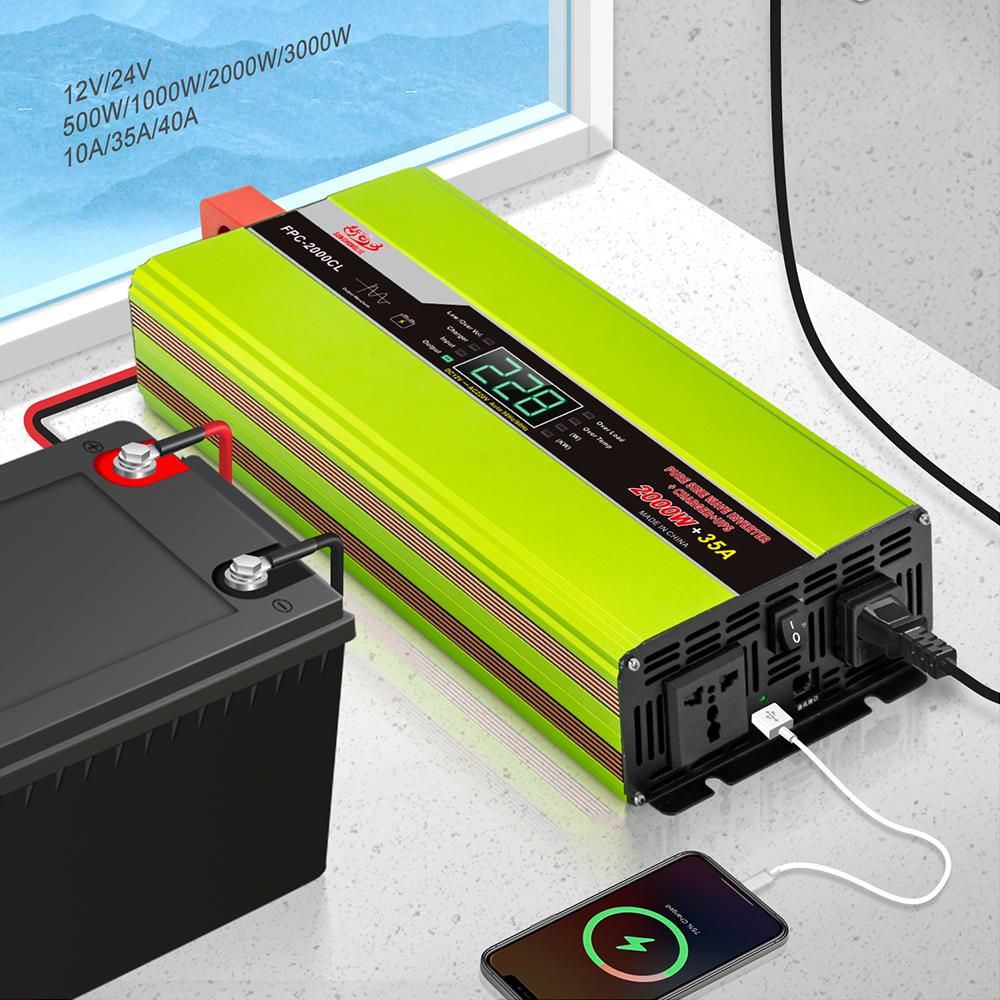 Sunchonglic 12v 220v 2000w 2kw pure sine wave invert ups solar power inverter with charger